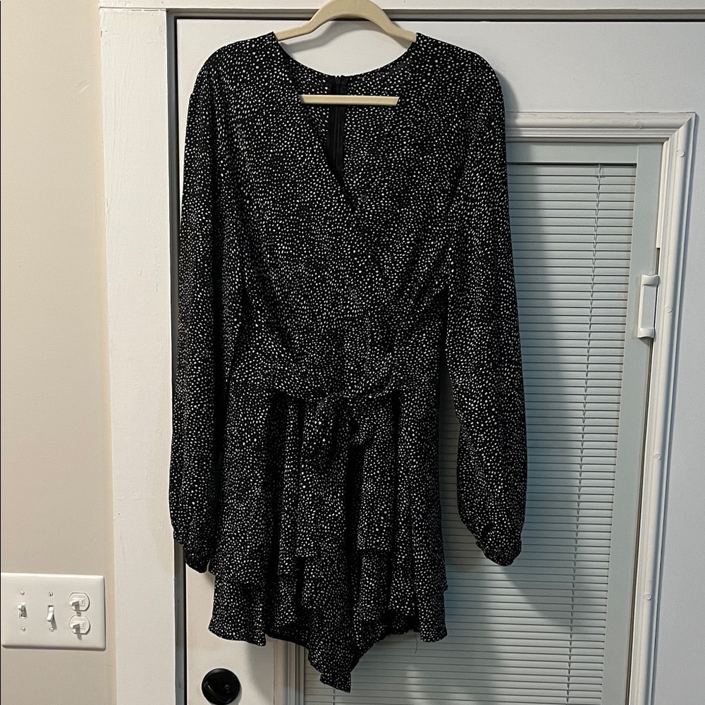 Elegant Black and White Polka Dot Romper